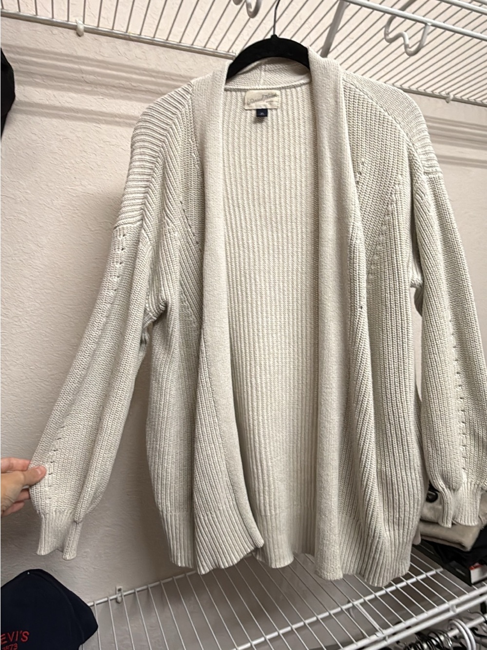 Universal Thread Oversized Cream Open-Front Ribbed Cardigan - Picture 1 of 1